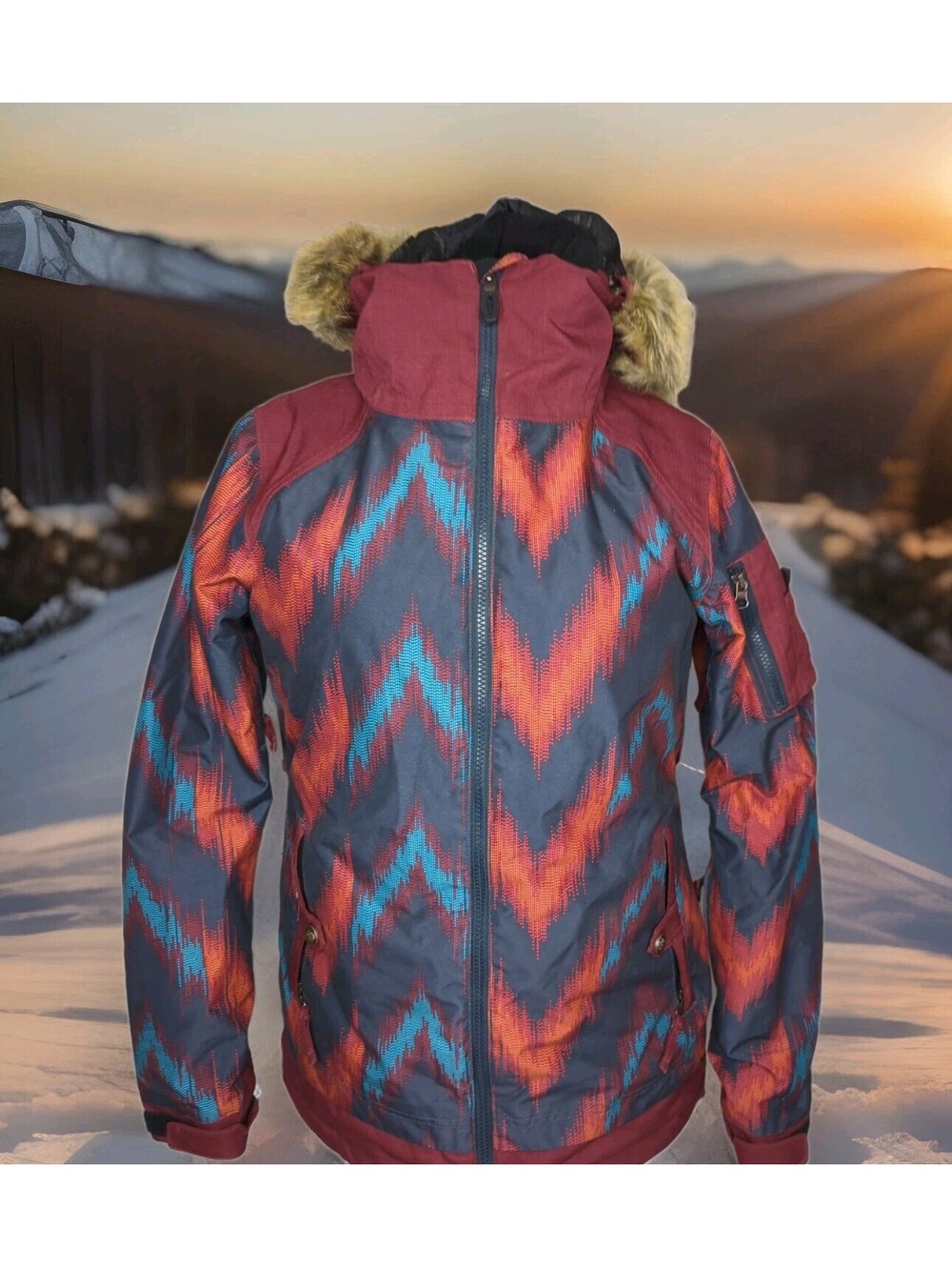 686 Authentic Aerial Ski Jacket Infidry Women Medium Aztec Thermal Snowboard Fur - Picture 8 of 13
